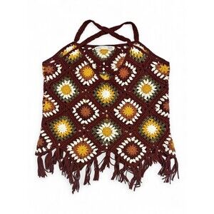 Sfera Casual‎ Crochet Fringe Tank Top Boho Sz S